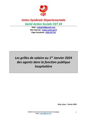 Grilles Salaire Fph au 1er Fevrier 2024
