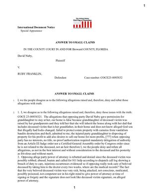 Broward County Florida Probate Civil Injuries Complaint Dispute