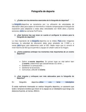 Fotografía De Deporte Preguntas