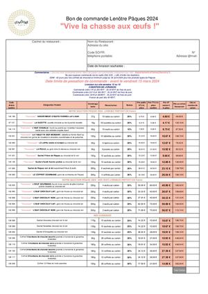 Bon De Commande Sodexo Lenotre Pâques 2024