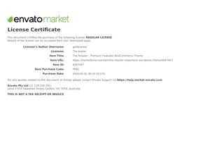 Themeforest 4287447 The Retailer Responsive Wordpress Theme License