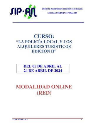 LA POLICÍA LOCAL Y LOS ALQUILERES TURISTICOS EDICIÓN II