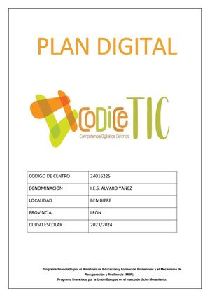 2024 Plan Tic 24016225 Ies ÁLvaro Yáñez
