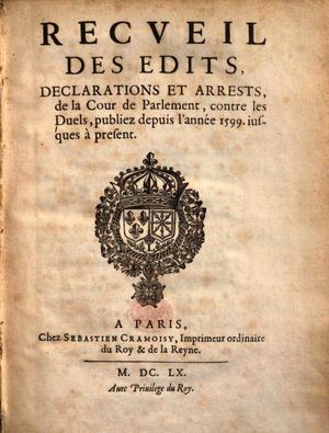 1609 Juin Edit Prohibition Et Punition Des Duels