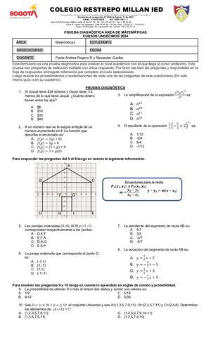 Prueba Diagnóstica Mátemáticas 11