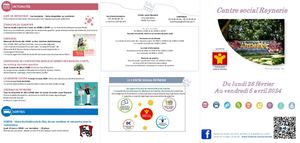 Programme activités Centre Social Reynerie Fevrier Mars Avril