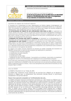 Arrêt de la procédure de la modification du SRADDET relative à l’artificialisation des sols, à la logistique et aux déchets et économie circulaire