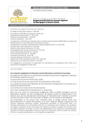 Budget primitif 2024 du Conseil régional de Bourgogne-Franche-Comté