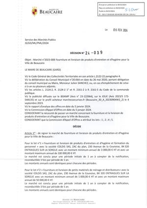 Parution Des Actes Administratifs (décisions) D'aujourd'hui