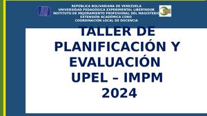 Taller De Planificación Y Evaluación 2024