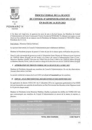 CCAS - Procès-verbal 14-06-2023