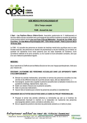 Offre d'emploi - AMP - FAM-AJ - Courrières