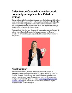 Cafecito Con Cata Te Invita A Descubrir Cómo Migrar Legalmente A Estados Unidos
