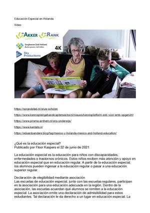 Educación Especial En Holanda