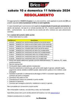 Regolamento 10 e 11 Febbraio 20% di sconto su 50€