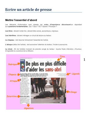 Ecrire un article de presse