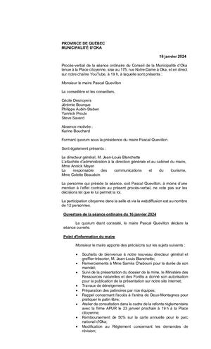 2024-01-16 - Procès-verbal