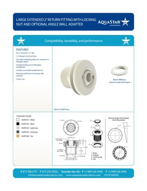 1020TSxxx - Large Extended 2” Return Fitting With Locking Nut And Optional Angle Wall Adapter