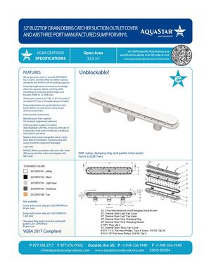 32CDBTVxxx - 32'' Buzz Top Debris Catcher Suction Outlet Cover And ABS Vinyl Three Port Manufactured Sump