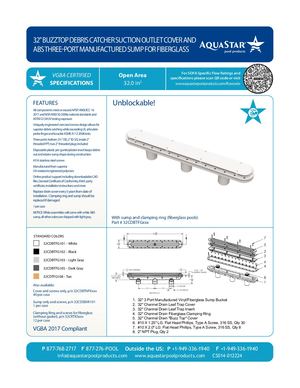 32CDBTFGxxx - 32'' Buzz Top Suction Outlet Cover And ABS Fiberglass Three Port Manufactured Sump