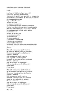 36 Françoise Hardy : Message Personnel