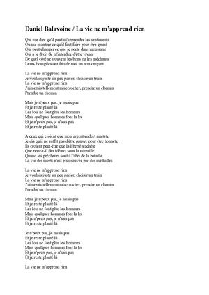 7 Daniel Balavoine : La Vie Ne M'apprend Rien