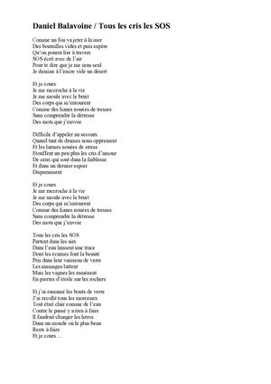 4 Daniel Balavoine : Tous Les Cris Les Sos