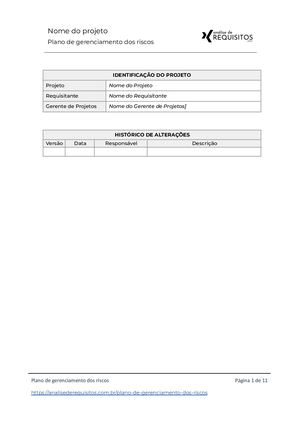 Plano De Gerenciamento Dos Riscos (Modelo Pmbok)