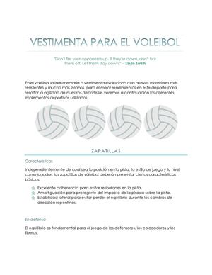Vestimenta para el voleibol