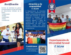 Tríptico Departamento de  Diversidad  UAGro