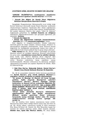 ATATÜRK’E GÖRE, MUAVİYE VE EMEVİ DİN ANLAYIŞI