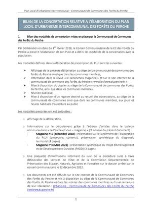 Bilan De La Concertation