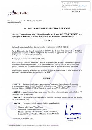 2024 28 Dec Convention Mise Disposition Locaux Sté IFONG TRADING & Enseigne SENTEURS D'AULIA