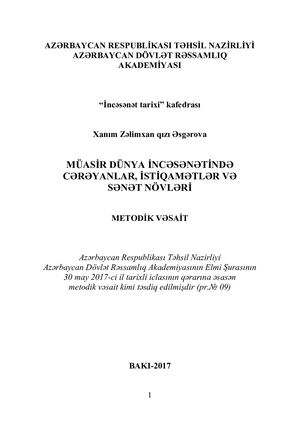 Xanım Əsgərova - Müasi̇r dünya incəsənəti̇ndə cərəyanlar