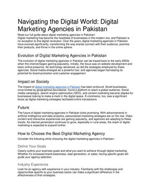 Navigating The Digital World Of Digital Marketing Agencies In Pakistan