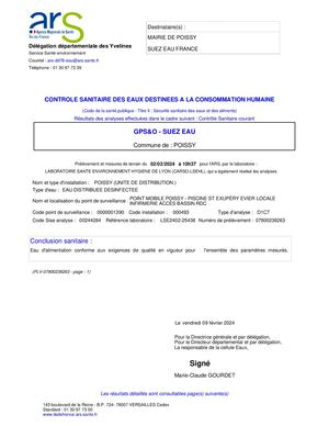 Analyses d'eau - 02/02/2024