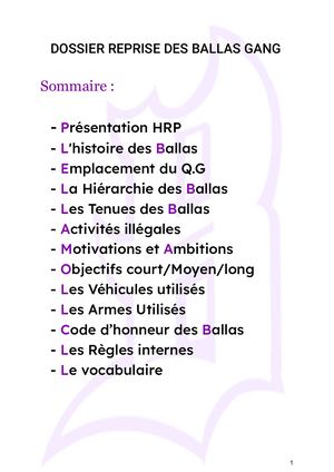 Dossier Reprise Ballas Unity Rp