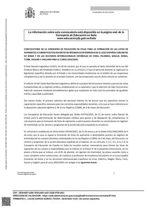 Convocatoria Listas De Interinos 2024 2025