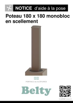 Poteau 180 X 180 Monobloc En Scellement