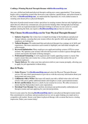 Physical Therapist Resume