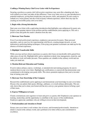 Pastry Chef Cover Letter No Experience