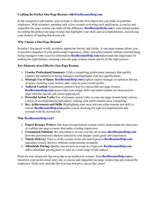 One Page Resume Template