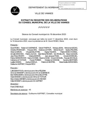 Extrait Du Registre Des Délibérations De Vannes