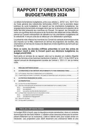 Rapport d'orientation budgétaire 2024