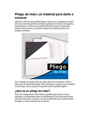 Pliego De Imán; Un Material Para Darte A Conocer