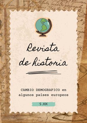 Documento A4 Portada De Proyecto De Historia Vintage Recortado A Mano Marrón Y Turquesa