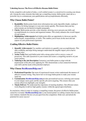 Resume Bullet Points