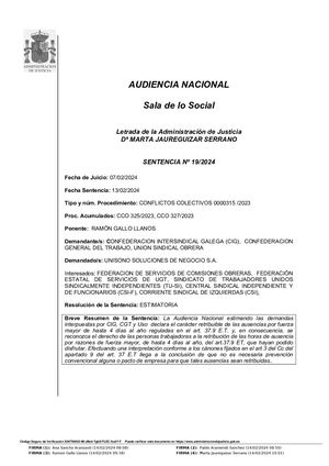 Sentencia de la Audiencia Nacional en relación con los 4 días del permiso por fuerza mayor del art. 37.9 Estatuto de los Trabajadores.