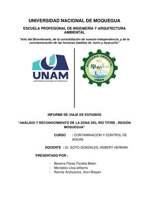 ANÁLISIS Y RECONOCIMIENTO DE LA ZONA DEL RÍO TITIRE , REGIÓN MOQUEGUA