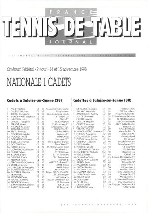 1998 12 N°709 FFTT JOURNAL